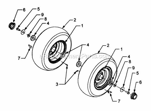 Front Wheels Diagram and Parts List for 3185 14A-665-100 Cub Cadet Lawn Tractor